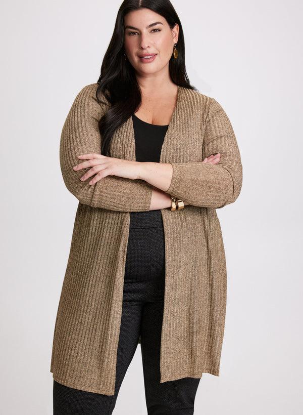 laura Shimmering Knit Open-Front Cardigan