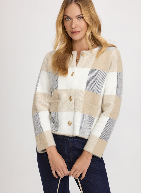 laura Short Check Cardigan