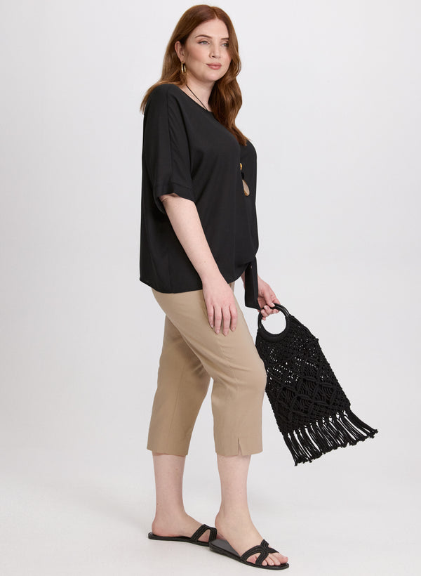 Laura Side Slit Pull-On Capris