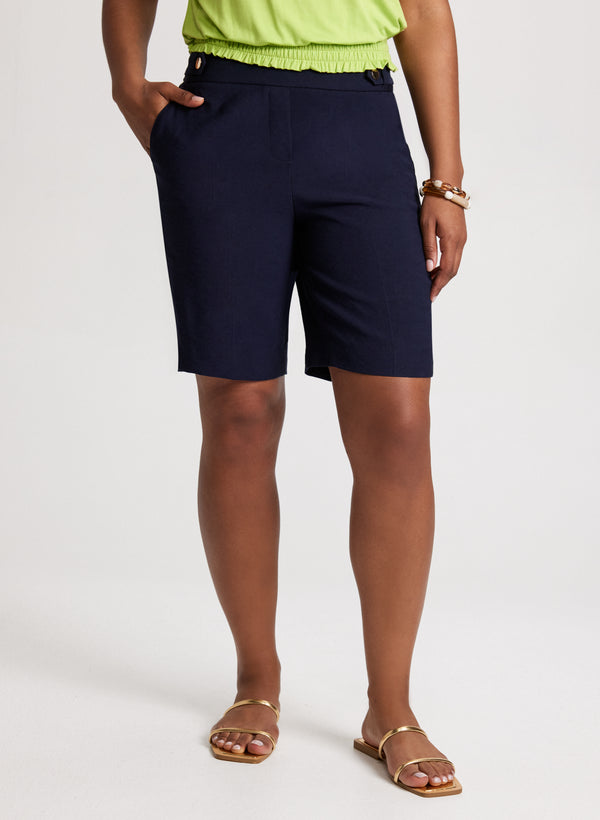 laura Side Tab Detail Pull-On Shorts