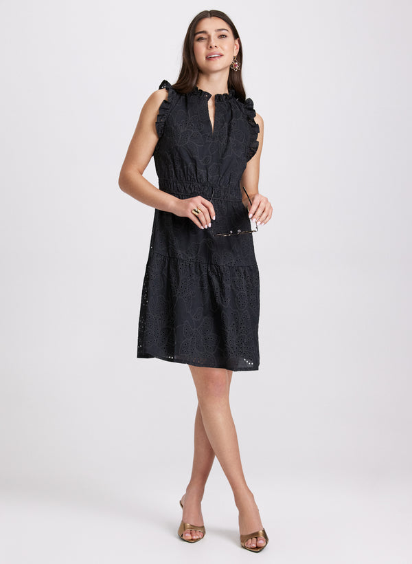 laura Sketched Floral Eyelet Dress