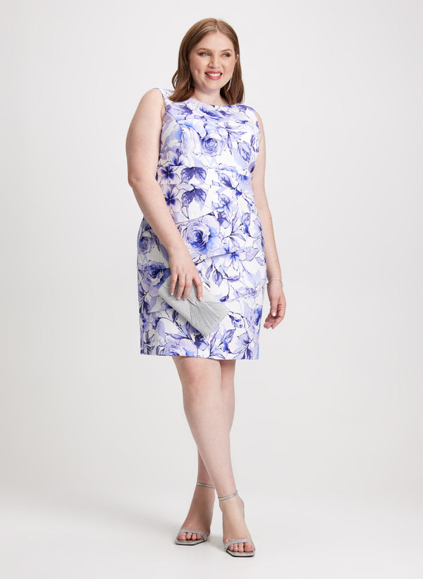 laura Sketched Rose Print Sheath Dress