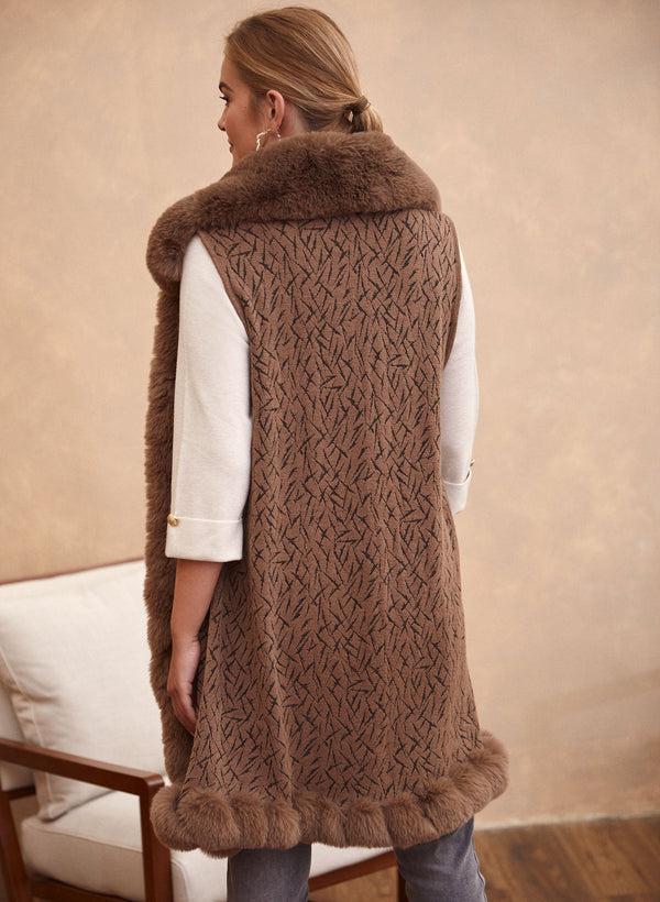 Laura Sleeveless Faux Fur Poncho