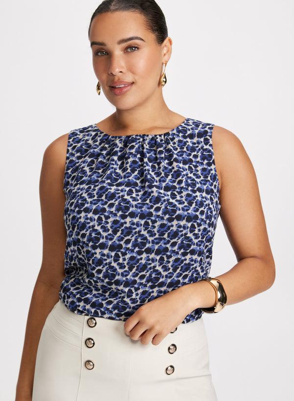 laura Sleeveless Leopard Print Blouse
