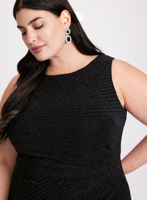 Laura Sleeveless Metallic Detail Jacquard Dress