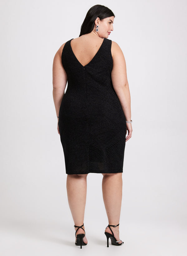 Laura Sleeveless Metallic Detail Jacquard Dress