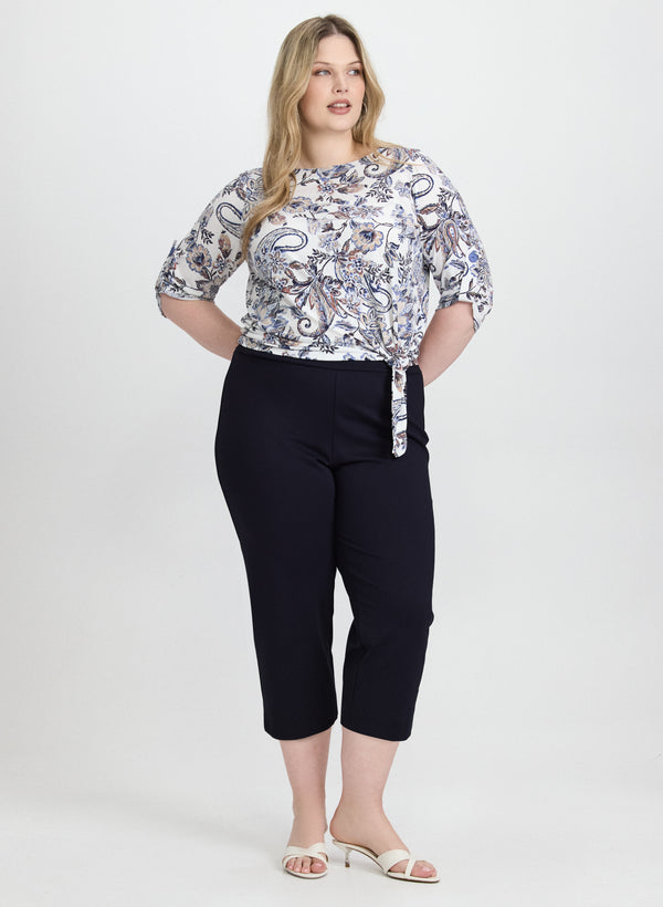 Laura Slit Detail Straight Leg Capris