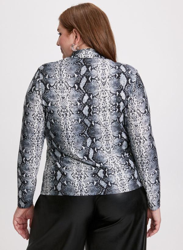 Laura Snake Print Turtleneck Top