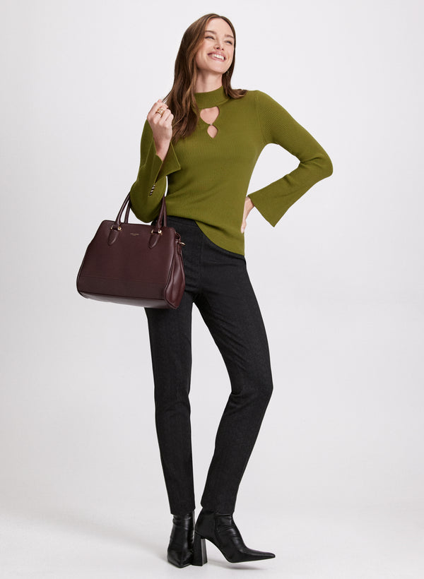 Laura Sofia Herringbone Slim-Leg Pants