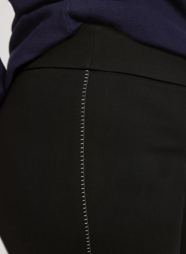 Laura Sofia Metallic Stitch Slim-Leg Pants