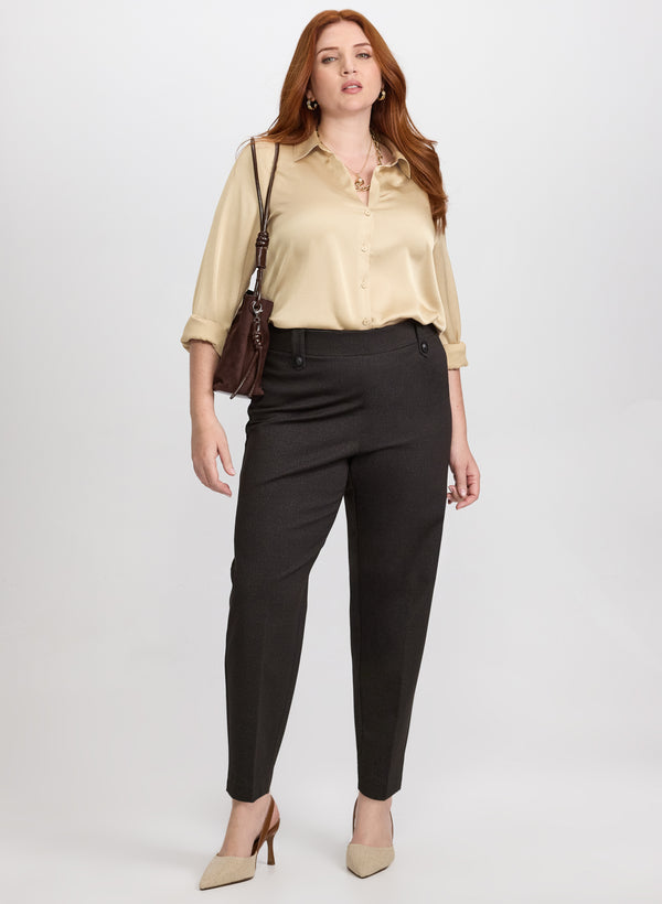 Laura Sofia Tweed Print Slim-Leg Pants