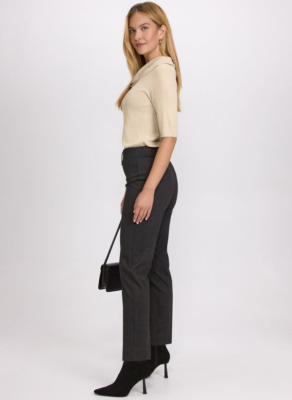 Laura Sofia Tweed Print Slim-Leg Pants