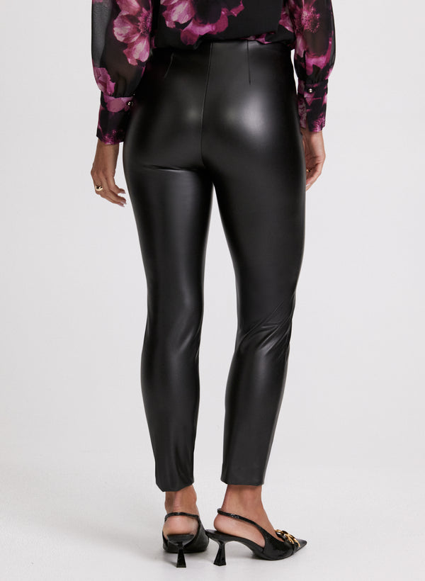 Laura Sofia Vegan Leather Slim-Leg Pants