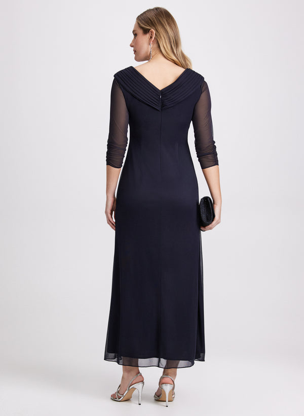 Laura Sparkling Brooch Evening Dress
