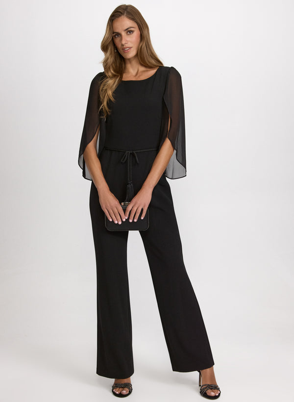 laura Split Cape Sleeve Jumpsuit