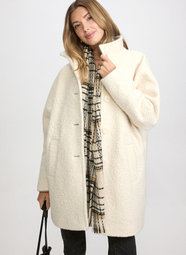 laura Stand Collar Bouclé Coat