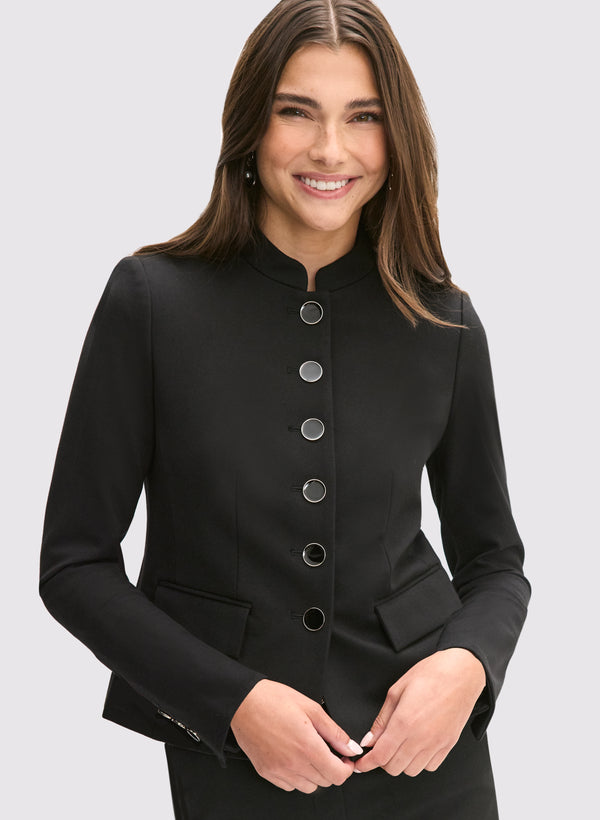laura Stand Collar Button-Down Jacket