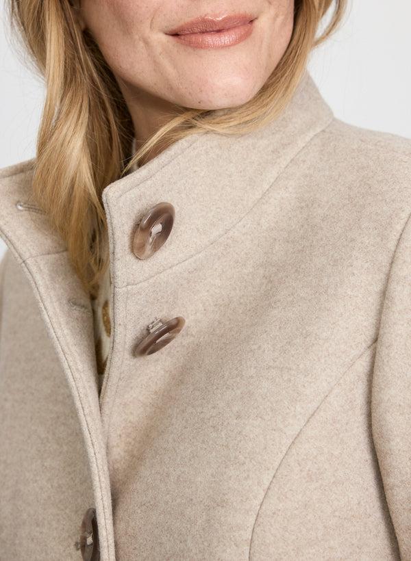 Laura Stand Collar Stretch-Wool Coat