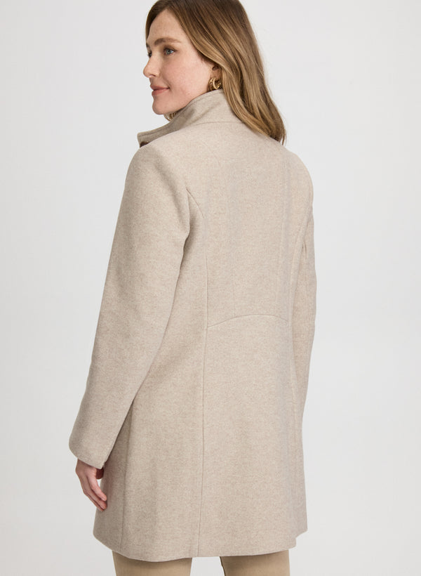 Laura Stand Collar Stretch-Wool Coat