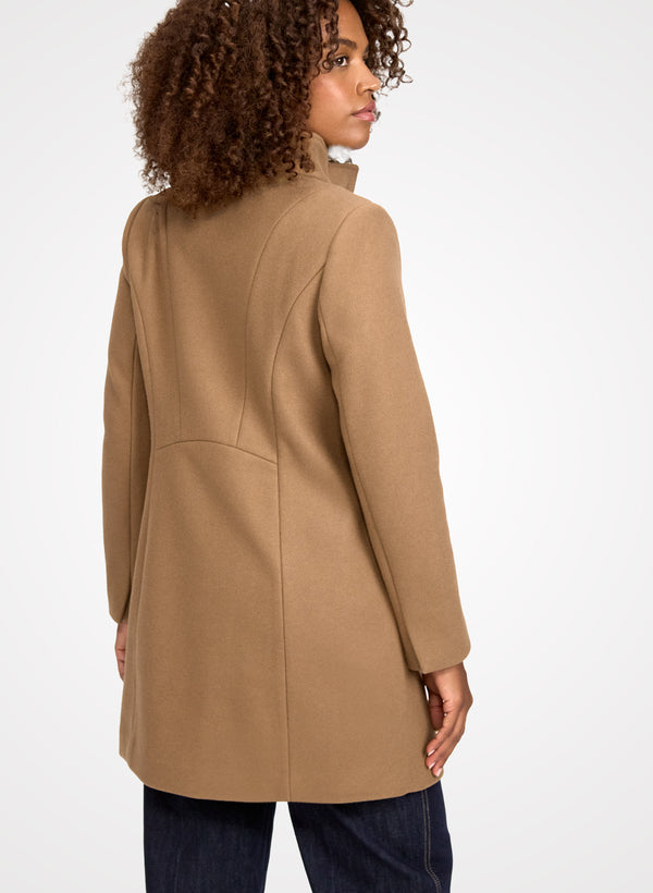 Laura Stand Collar Stretch-Wool Coat