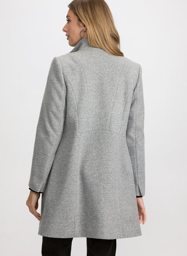 Laura Stand Collar Stretch-Wool Coat
