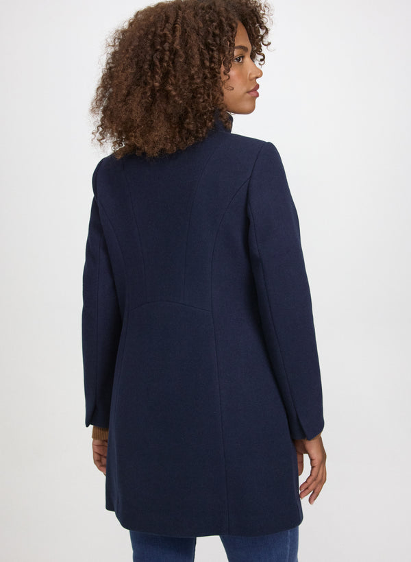 Laura Stand Collar Stretch-Wool Coat