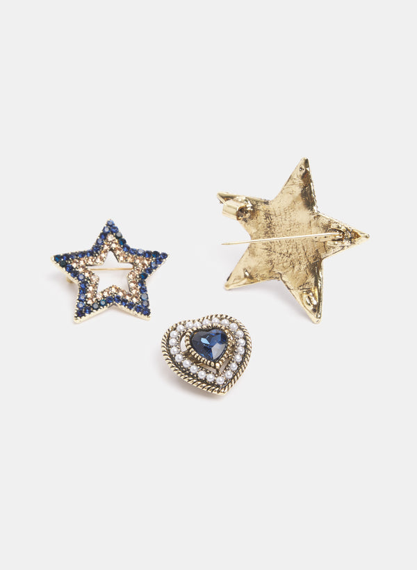 Laura Star & Heart Brooch Set