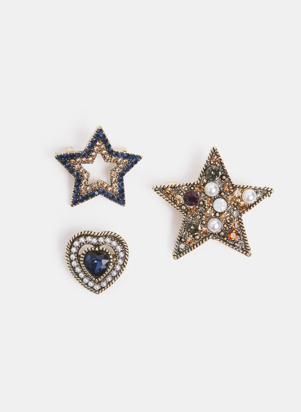 laura Star & Heart Brooch Set