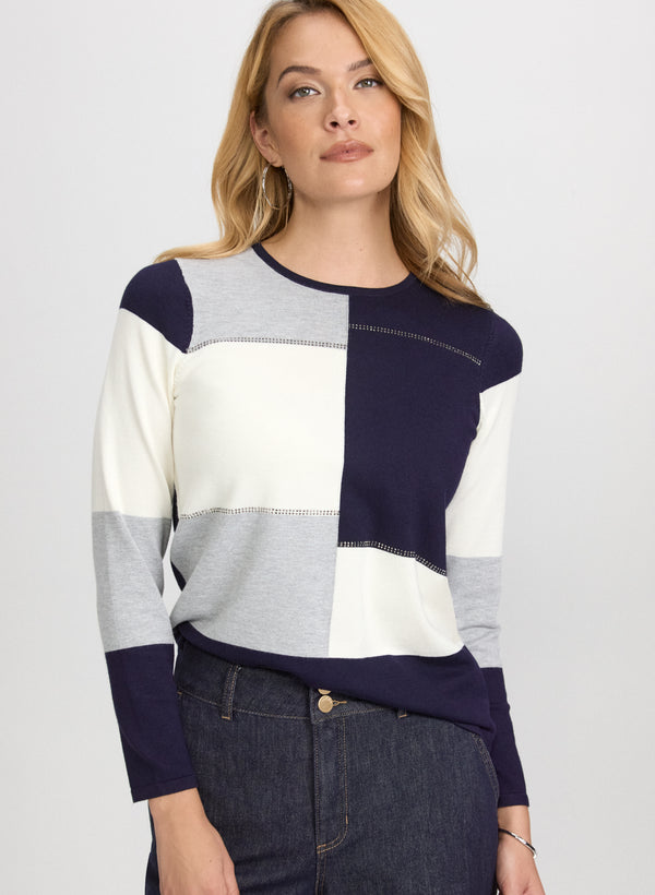 laura Stone Detail Colour Block Sweater