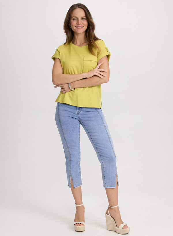 Laura Stone Embellished Denim Capris