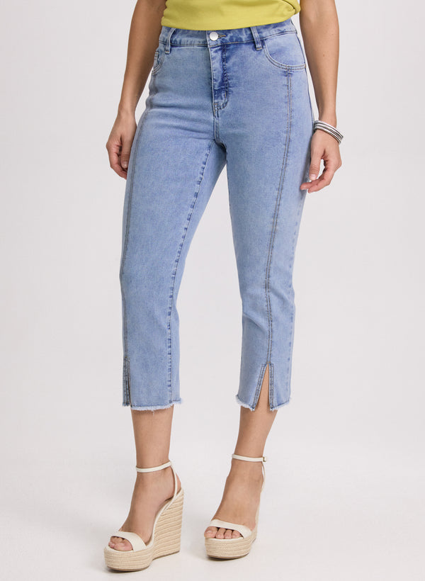 laura Stone Embellished Denim Capris