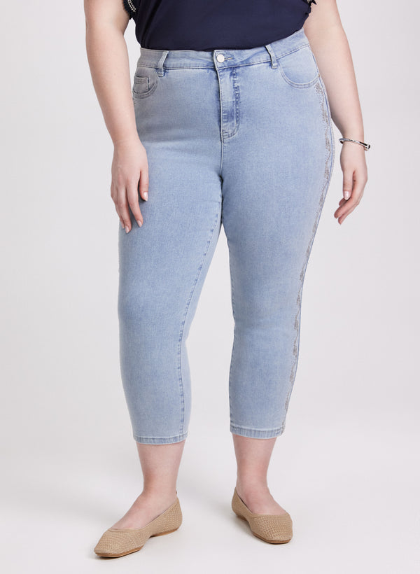 laura Stone Embellished Straight-Leg Jeans