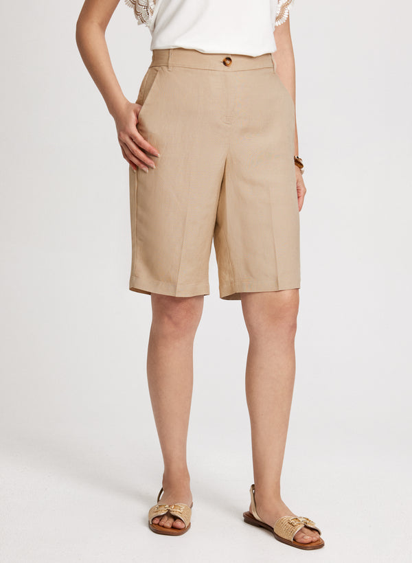 laura Straight Leg Linen-Blend Shorts
