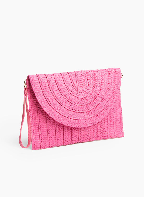 laura Straw Pom Pom Purse