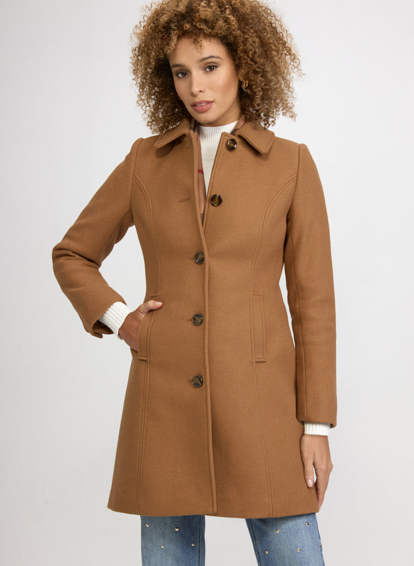 laura Stretch Wool-Blend Coat