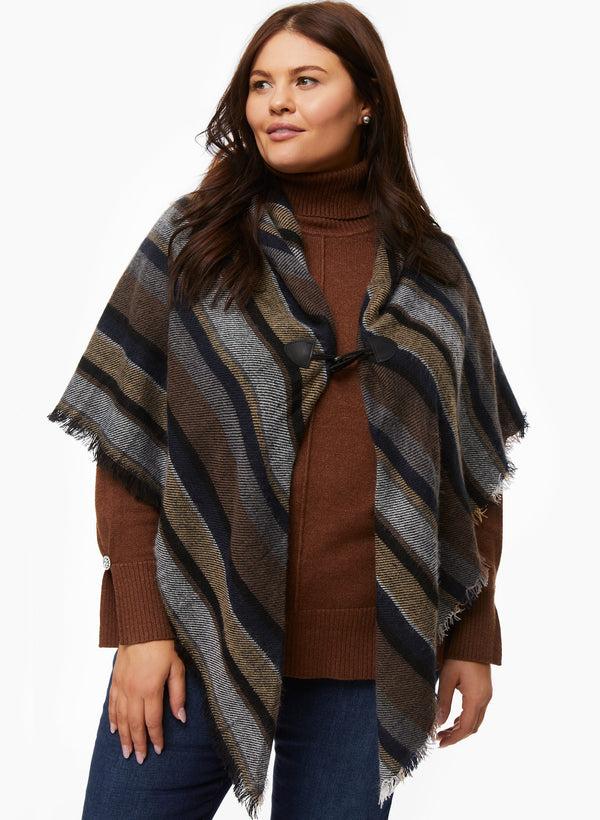 laura Stripe Print Poncho