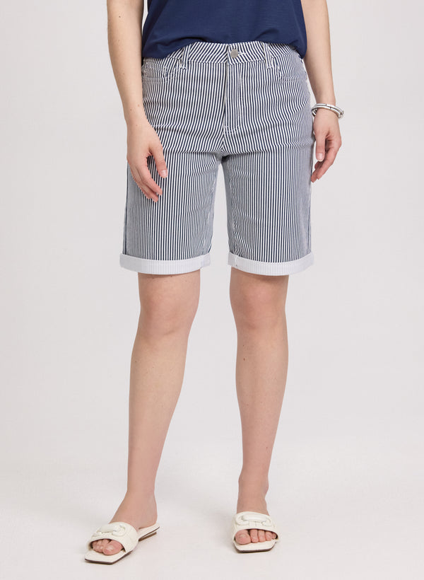 laura Striped Jean Shorts