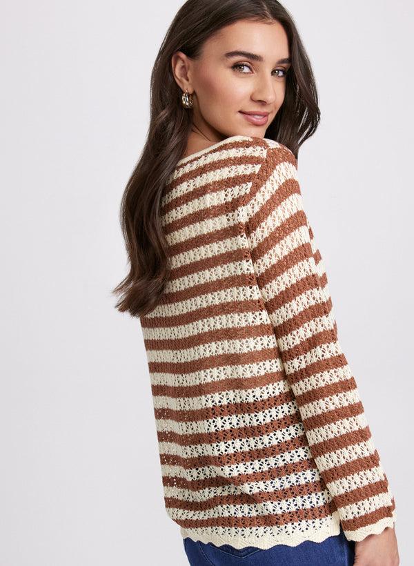 Laura Striped Open Weave Sweater