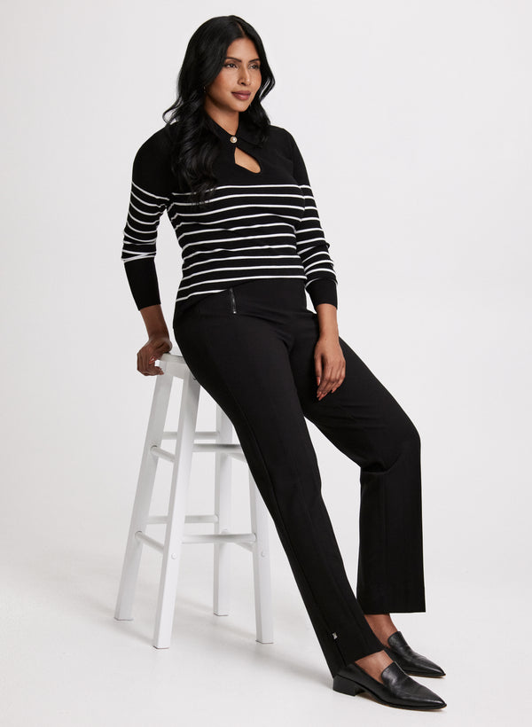 Laura Striped Pearl Button Detail Sweater