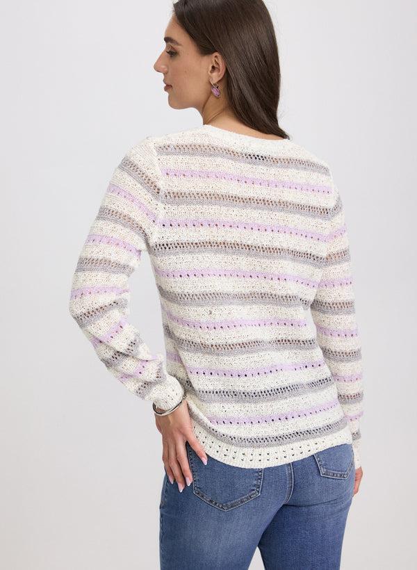 Laura Striped Pointelle Knit Sweater