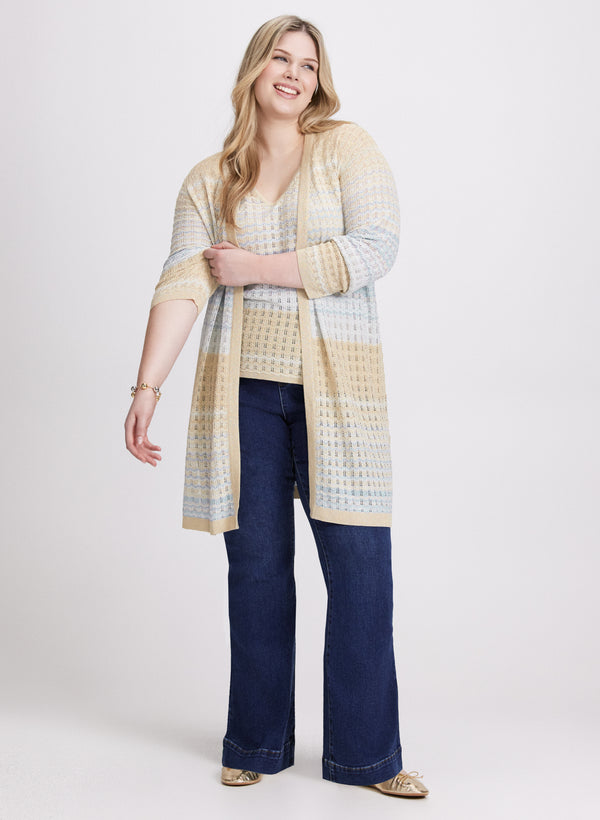 Laura Striped Sleeveless Pointelle Sweater