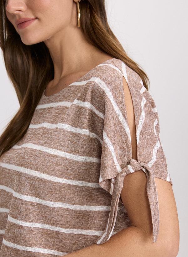 Laura Striped Split-Sleeve Top