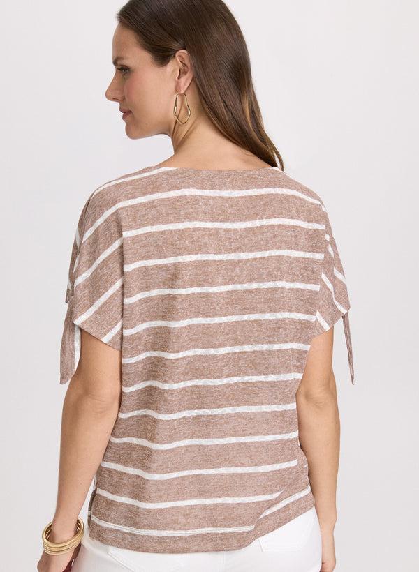 Laura Striped Split-Sleeve Top