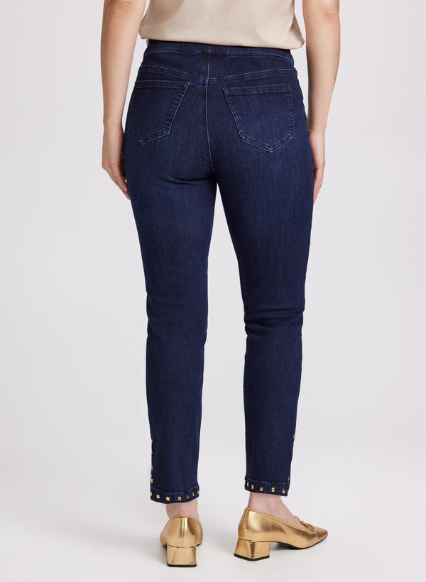 Laura Studded Hem Slim-Leg Jeans