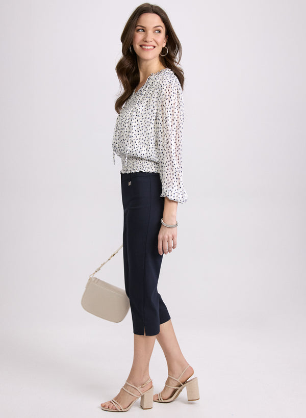 Laura Tab Detail Slim-Leg Capris