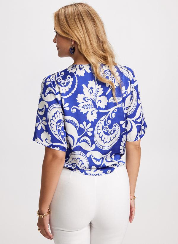 Laura Tie-Front Paisley Print Blouse