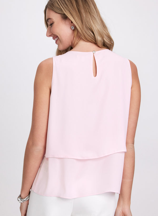 Laura Tiered Rhinestone Trim Blouse