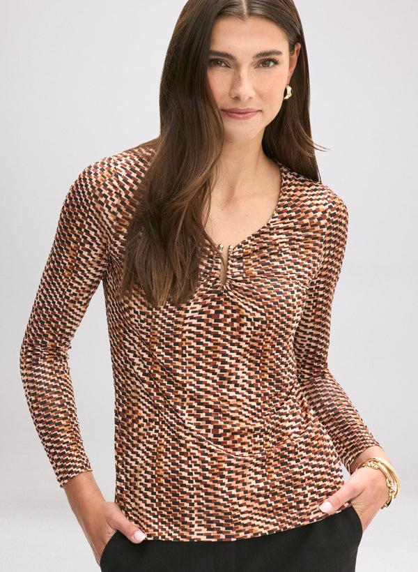 laura Tile Print U-Ring Top