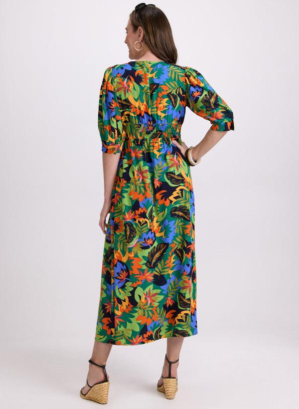 Laura Tropical Balloon Sleeve Dress