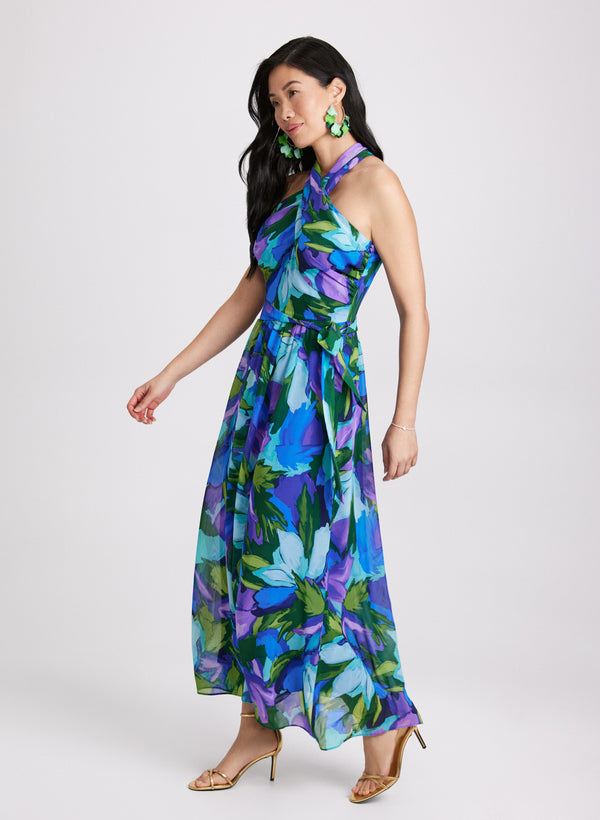 Laura Tropical Halter Neck Dress